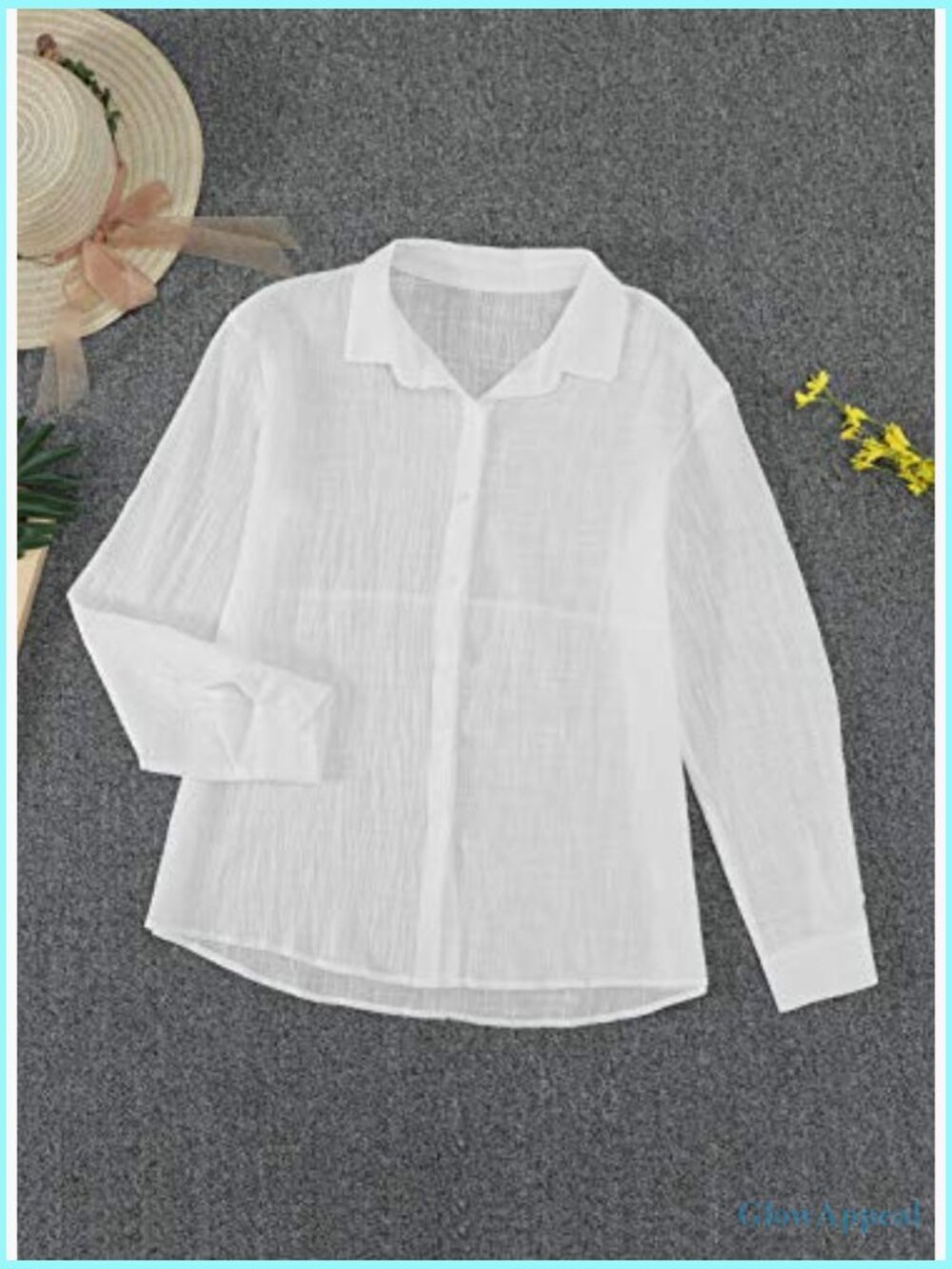 V Neck Button Down Blouse Roll Up Sleeve Office Work Top - Picture 4 of 7